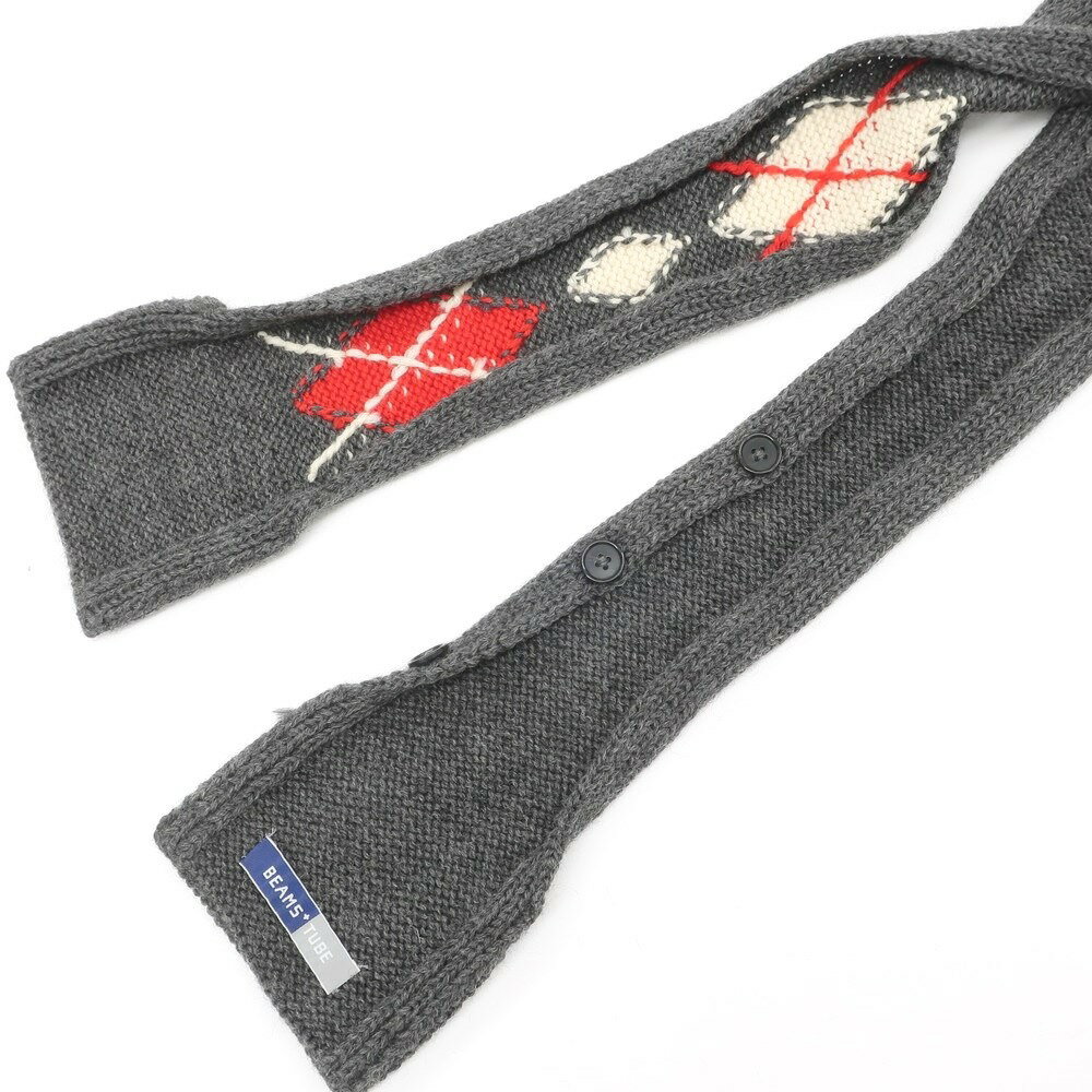【中古】チューブ TUBE ビームスプラス別注 ローゲージウール マフラー グレーxレッド【GRY】【A/W】【状態ランクC】【メンズ】【758891】[BPD]