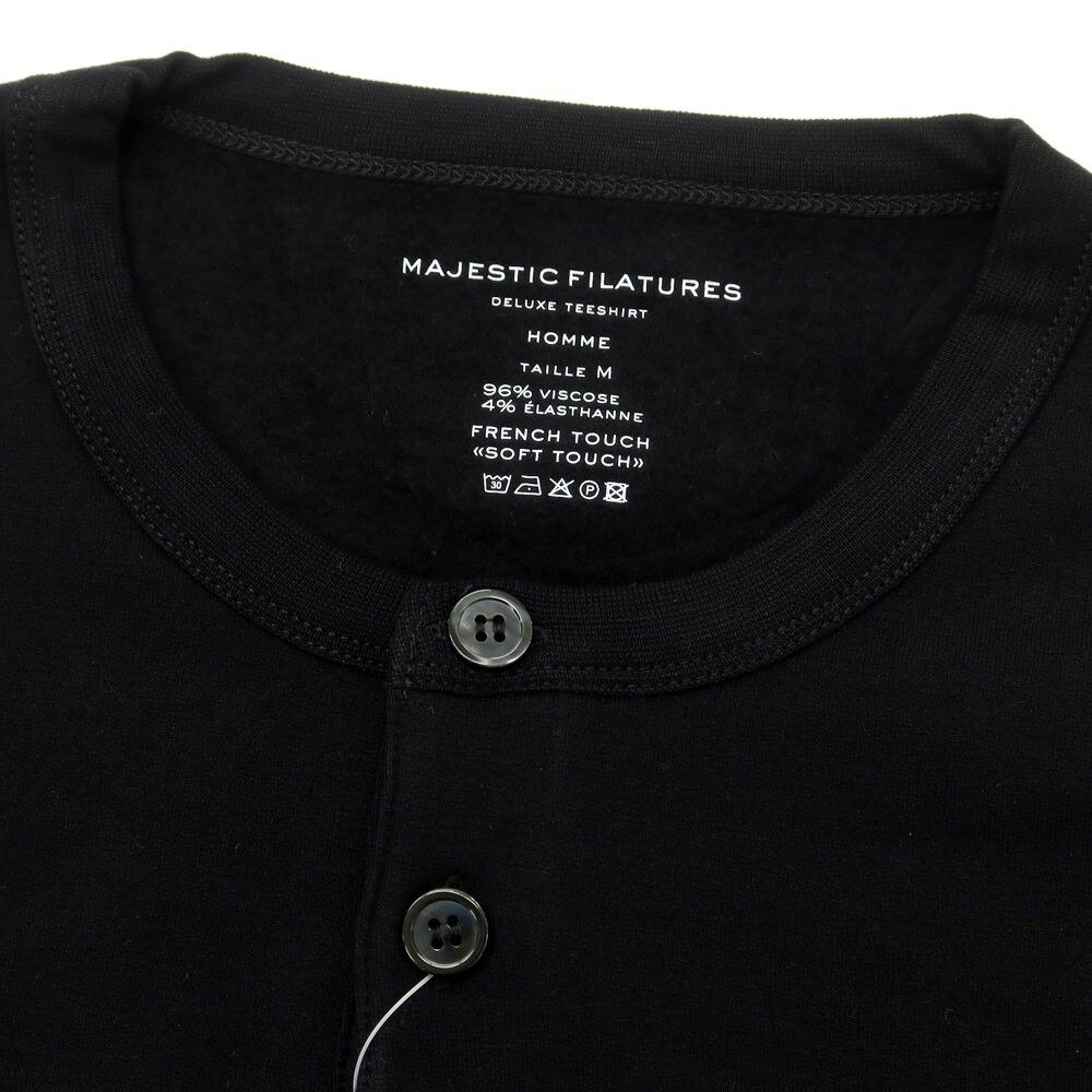 【SALE10%OFF/返品不可】【新品】マジェスティック フィラチュール オム MAJESTIC FILATURES HOMME ストレッチレーヨン ヘンリーネック 長袖Tシャツ ブラック【サイズM】【BLK】【A/W】【状態ランクN】【メンズ】【758883】