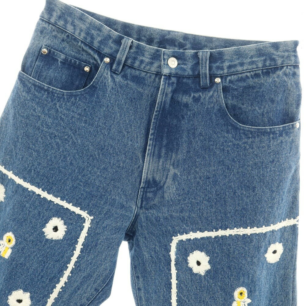 【中古】ノーマティーディー NOMA t.d. Bandana Hand Embroidery ジーンズ デニムパンツ ブルー【サイズ3】【BLU】【S/S/A/W】【状態ランクB】【メンズ】【758791】[DPD]