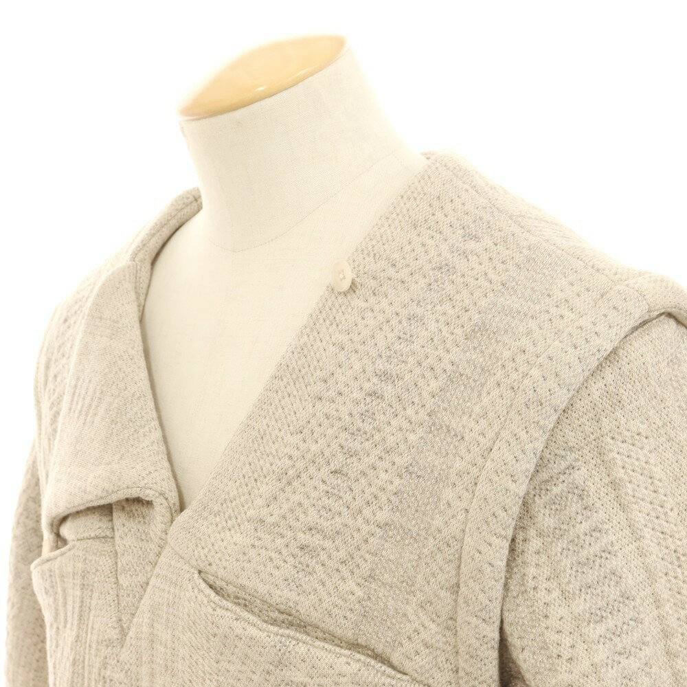 【中古】シーオール SEEALL コットン系 2way プルオーバー ニットジャケット ベージュxライトグレー【サイズ38（紙タグ参照）】【BEI】【A/W】【状態ランクA】【メンズ】【758784】[APD]
