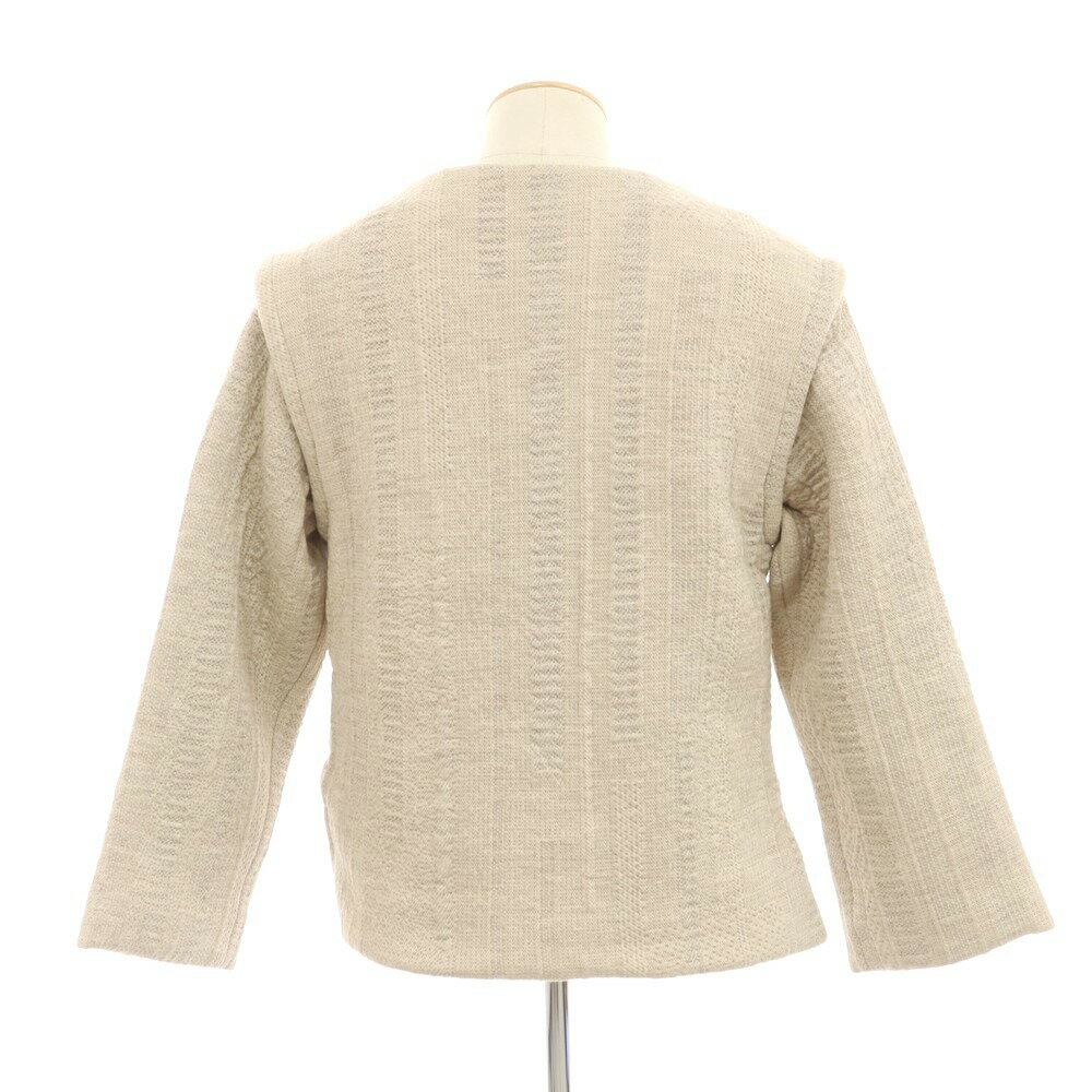 【中古】シーオール SEEALL コットン系 2way プルオーバー ニットジャケット ベージュxライトグレー【サイズ38（紙タグ参照）】【BEI】【A/W】【状態ランクA】【メンズ】【758784】[APD]