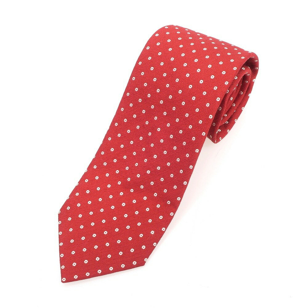 【中古】メイカーズシャツ カマクラ Makers Shirt 鎌倉 シルク ドット柄ネクタイ レッドxホワイト【RED..