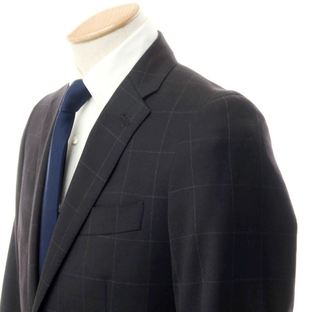 【中古】シンプリシテェ Simplicite ウール ウインドウペーンチェック 2つボタンスーツ ブラックxグレー系【サイズ44】【BLK】【A/W】【状態ランクB】【メンズ】【749888】