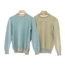 【中古】セッテフィーリ カシミア Settefili Cashmere 2点セット ハイゲージ カシミヤ クルーネック プルオーバーニット オリーブベージュ系xライトブルー【サイズ44】【GRY】【A/W】【状態ランクD】【メンズ】【749869】