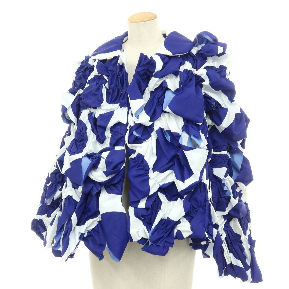 【中古】コムデギャルソン COMME des GARCONS 2024年春夏 ポリエステル フリルジャケット ブルーxホワイト【サイズS】【BLU】【A/W】【状態ランクA】【レディース】【749868】