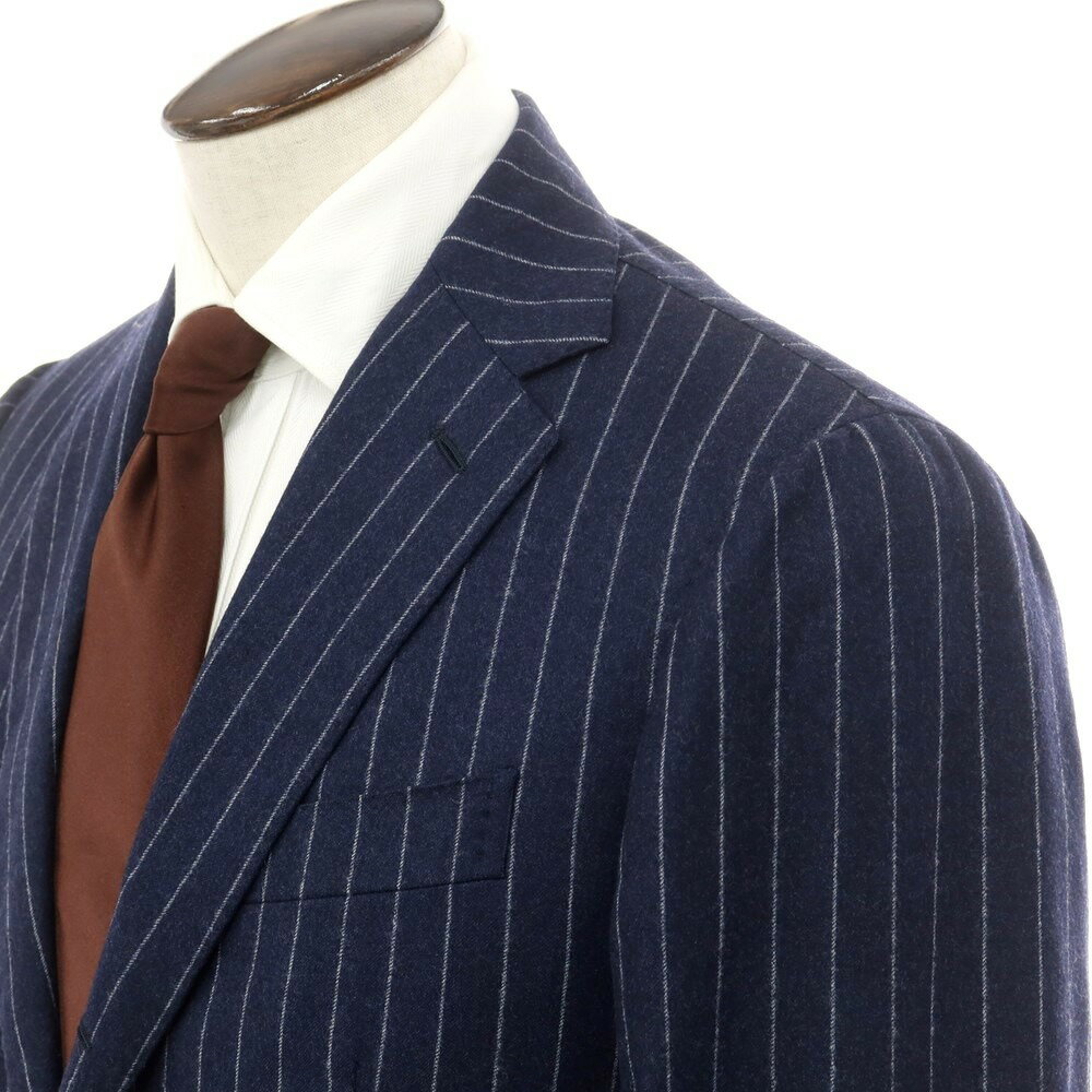 【中古】スティレ ラティーノ STILE LATINO フランネルウール ストライプ 3つボタンスーツ ネイビーxホワイト【サイズ48】【NVY】【A/W】【状態ランクD】【メンズ】【749790】