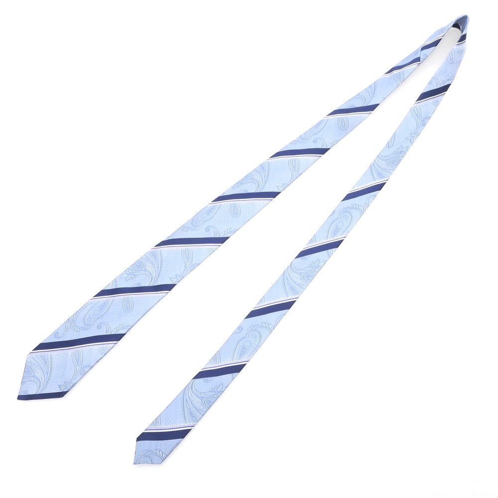 【中古】ダーバン D’URBAN シルク ストライプ ペイズリー柄ネクタイ ライトブルーxネイビー【BLU】【S/S/A/W】【状態ランクC】【メンズ】【749780】
