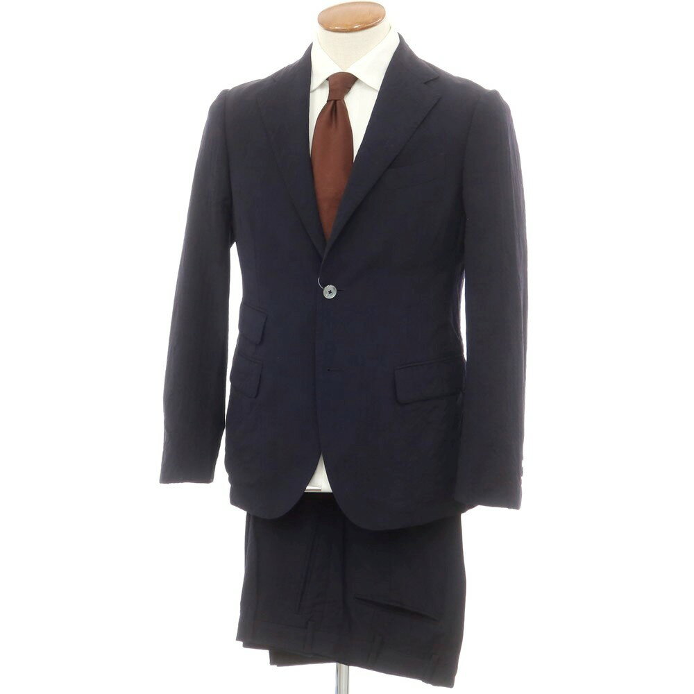 【中古】ザ ジジ THE GIGI ウール ジャカード 2つボタンスーツ ネイビー【サイズ46】【NVY】【S/S】【状態ランクC】【メンズ】【749693】
