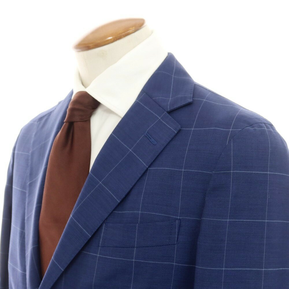 【SALE/返品不可】【中古】ボリオリ BOGLIOLI ウール チェック 3つボタンスーツ ライトネイビー【サイズ46】【NVY】【S/S】【状態ランクB】【メンズ】【749596】[BPD]