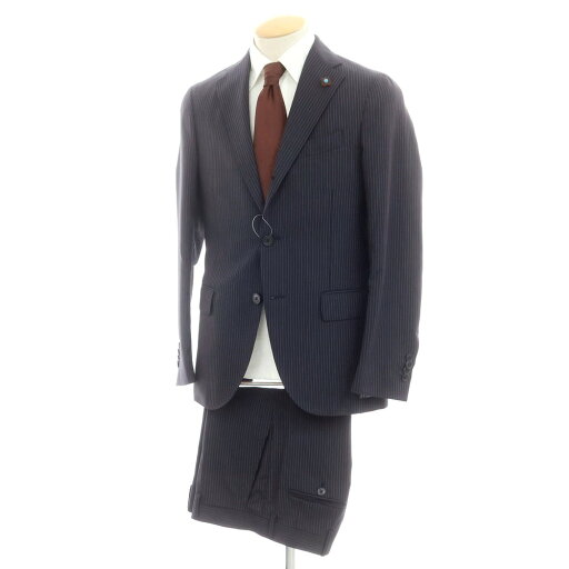 【中古】ラルディーニ LARDINI ウール ストライプ 3つボタンスーツ ダークネイビーxライトオレンジ系【サイズ44】【NVY】【S/S】【状態ランクA】【メンズ】【749591】 【中古】ラルディーニ LARDINI ウール ストライプ 3つボタンスーツ ダークネイビーxライトオレンジ系【サイズ44】【NVY】【S/S】【状態ランクA】【メンズ】【749591】