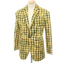 【新品】ディースクエアード DSQUARED2 コットン プリント テーラードジャケット イエローxグリーン【サイズ42】【YEL】【S/S】【状態ランクN】【メンズ】【749586】(4)