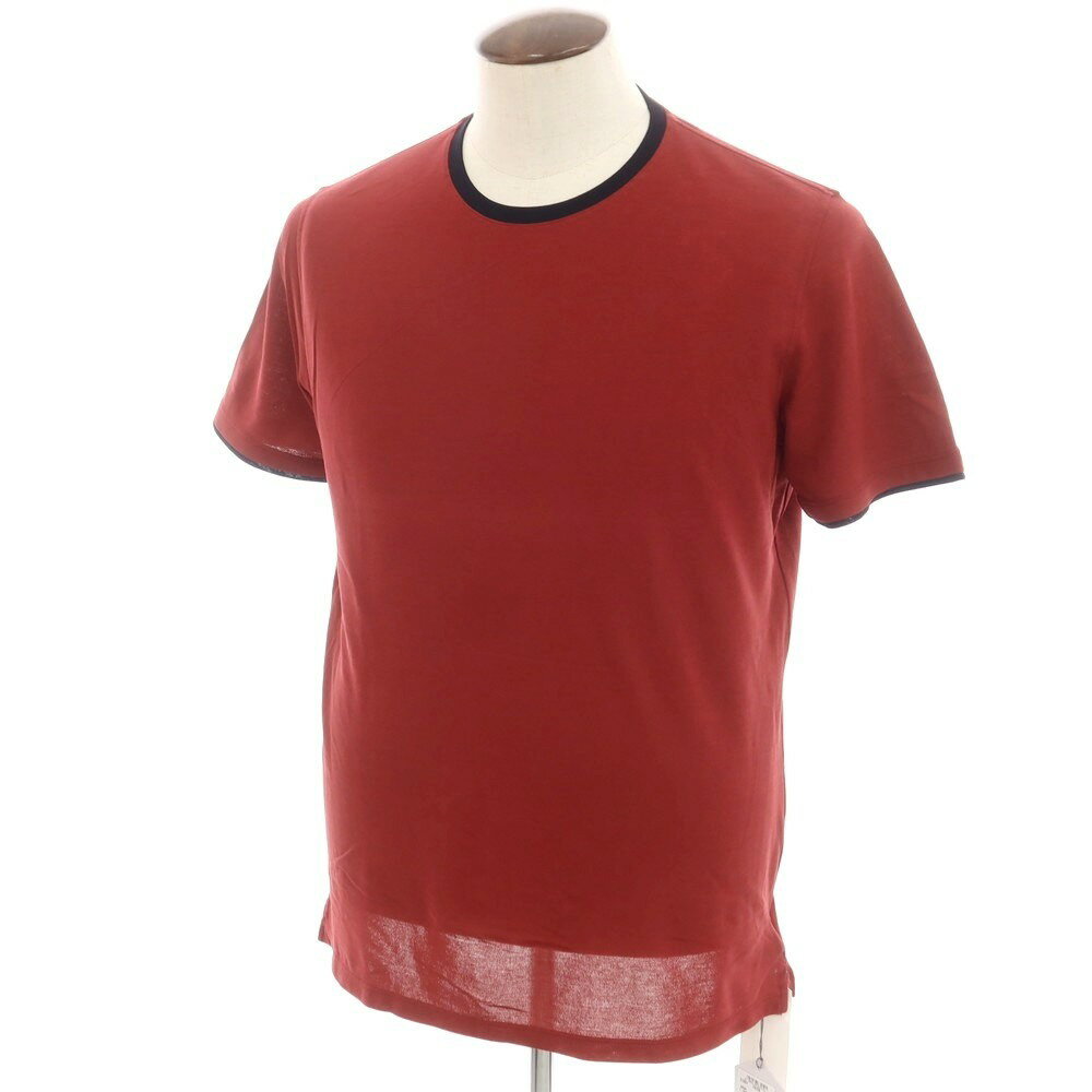【新品】ザノーネ ZANONE アイスコットン クルーネック 半袖Tシャツ ダークレッドxダークネイビー【サイズ50】【RED】【S/S】【状態ランクN】【メンズ】【749496】[DPD]