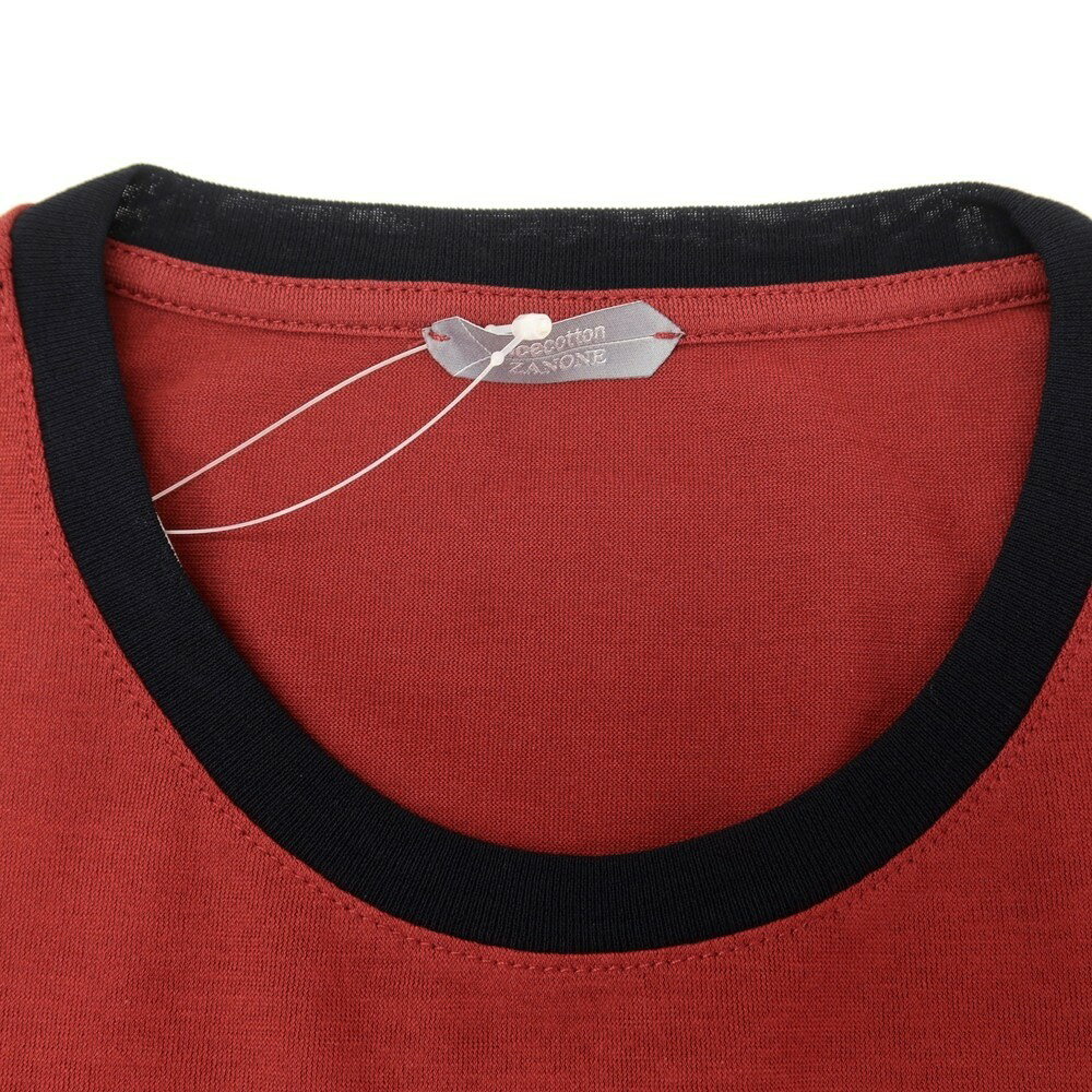 【新品】ザノーネ ZANONE アイスコットン クルーネック 半袖Tシャツ ダークレッドxダークネイビー【サイズ50】【RED】【S/S】【状態ランクN】【メンズ】【749496】[DPD]