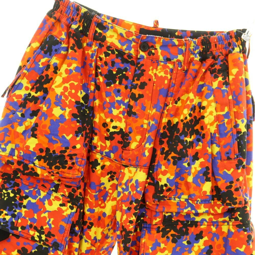 【新品】ディースクエアード DSQUARED2 ストレッチ コットン カーゴパンツ レッドxオレンジ【サイズ44】【RED】【S/S】【状態ランクN】【メンズ】【749488】[CPD]