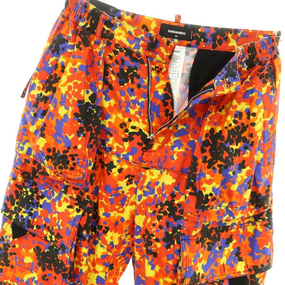 【新品】ディースクエアード DSQUARED2 ストレッチ コットン カーゴパンツ レッドxオレンジ【サイズ44】【RED】【S/S】【状態ランクN】【メンズ】【749488】[CPD]