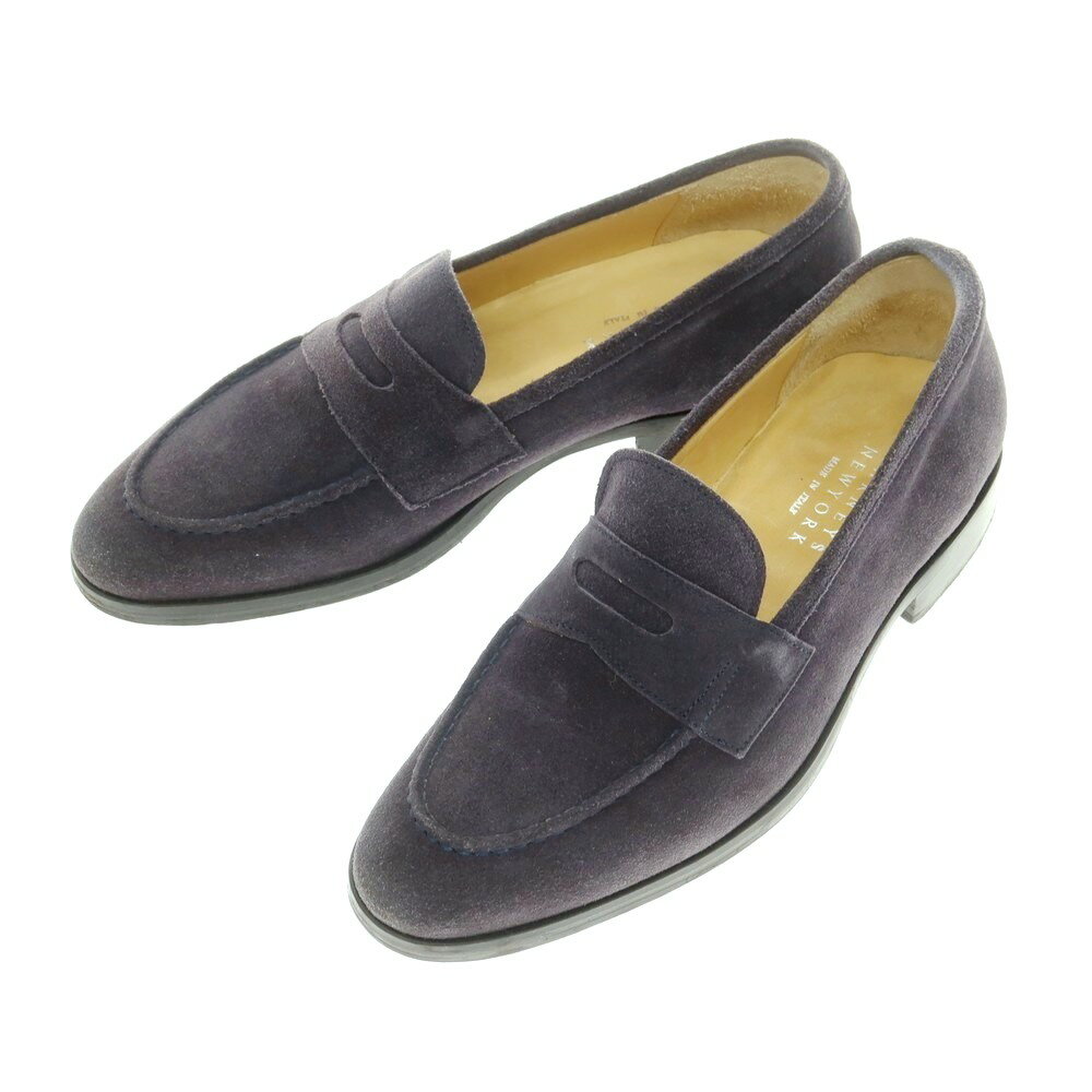 【中古】バーニーズニューヨーク BARNEYS NEWYORK スエード コイン ローファー ネイビー【サイズ40】【NVY】【S/S/A/W】【状態ランクC】...