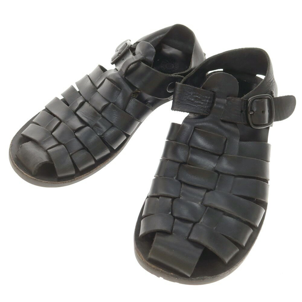 【SALE50%OFF/返品不可】【中古】ゼウス ZEUS レザー サンダル ブラック【サイズ39】【BLK】【S/S】【状態ランクC】【メンズ】【749470】[DPD](4)