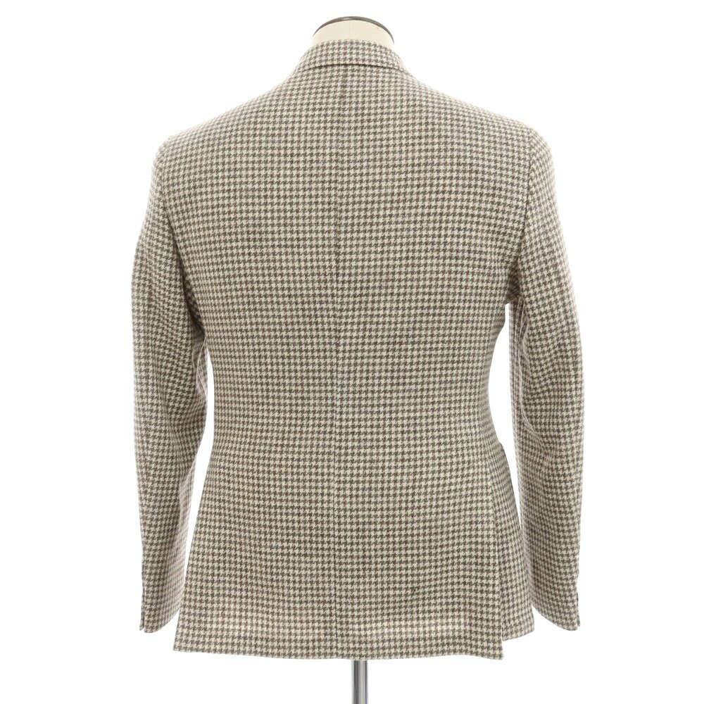 【新品】サルトリア ラトーレ SARTORIA LATORRE ウール チェック ダブル テーラードジャケット オフホワイトxグレー×ブラウン【サイズ50】【GRY】【A/W】【状態ランクN】【メンズ】【749394】