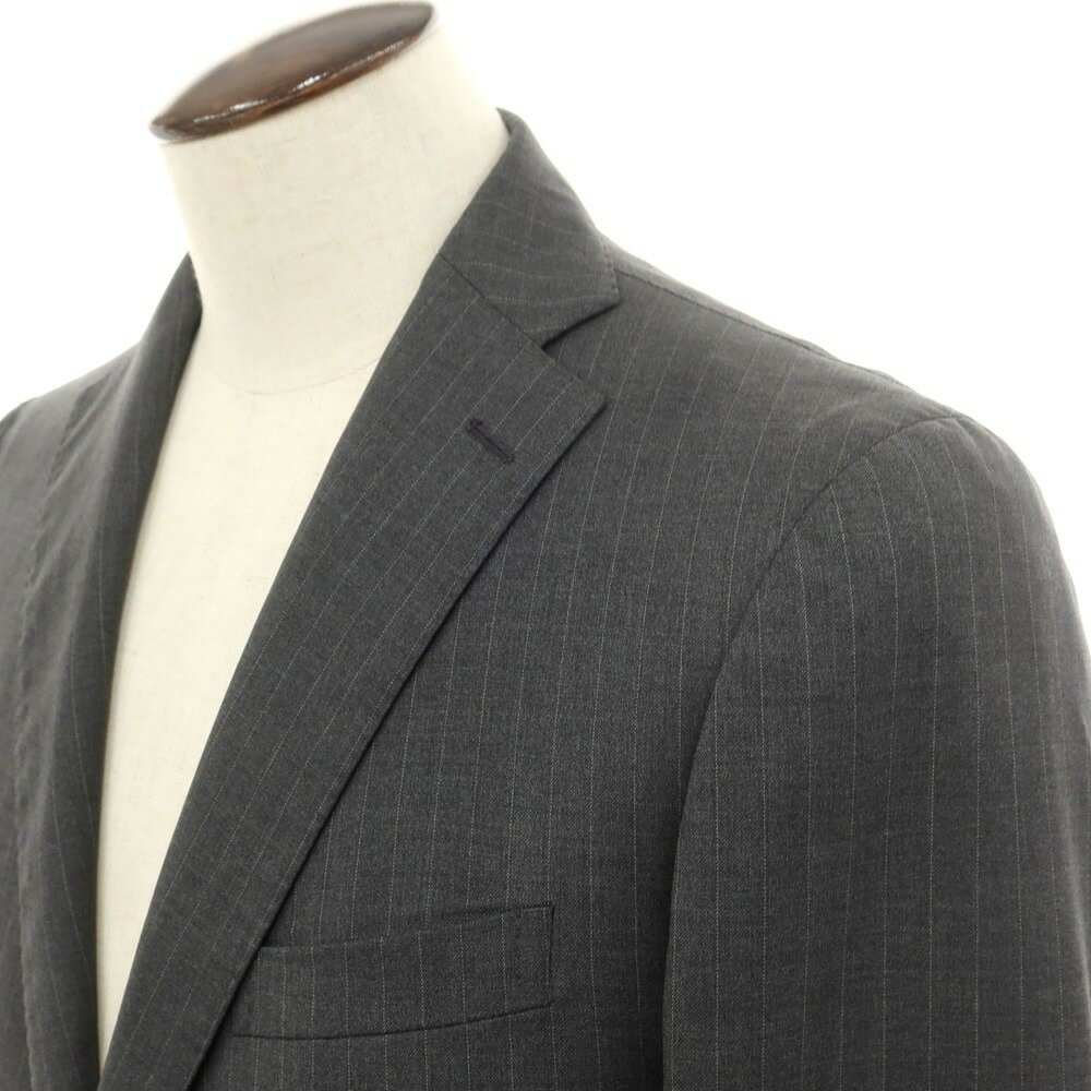 【中古】タリアトーレ TAGLIATORE ISETAN別注 ウール ストライプ 2つボタンスーツ ダークグレー【サイズ表記不明(L位)】【GRY】【S/S/A/W】【状態ランクD】【メンズ】【749384】
