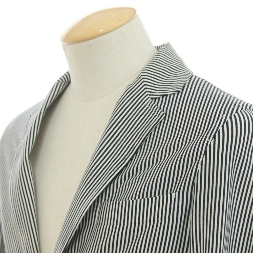 【中古】トゥモローランド TOMORROWLAND コットンジャージー ストライプ ジャケット ブラックxホワイト【サイズ42】【BLK】【S/S】【状態ランクB】【メンズ】【749377】[CPD]