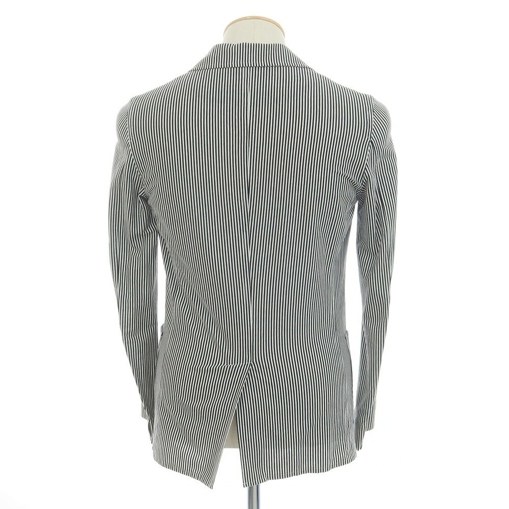 【中古】トゥモローランド TOMORROWLAND コットンジャージー ストライプ ジャケット ブラックxホワイト【サイズ42】【BLK】【S/S】【状態ランクB】【メンズ】【749377】[CPD]