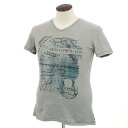【中古】【未使用】アルマーニ ジーンズ ARMANI JEANS ダメージ加工 コットン Vネック 半袖Tシャツ グレー【サイズL】【GRY】【S/S】【状態ランクS】【メンズ】【749372】