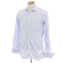 【中古】ターンブル&アッサー Turnbull & Asser コットン ストライプ ダブルカフス ワイドカラー ドレスシャツ ブルーxホワイト【サイズ39】【BLU】【S/S/A/W】【状態ランクC】【メンズ】【749370】