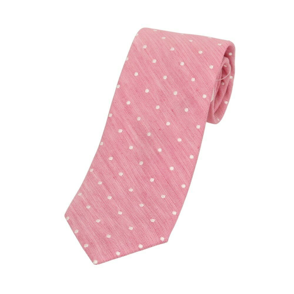 【SALE10%OFF/返品不可】【新品】ブリューワー BREUER シルクリネン ドット柄ネクタイ ピンクxホワイト【PNK】【S/S/A/W】【状態ランク..