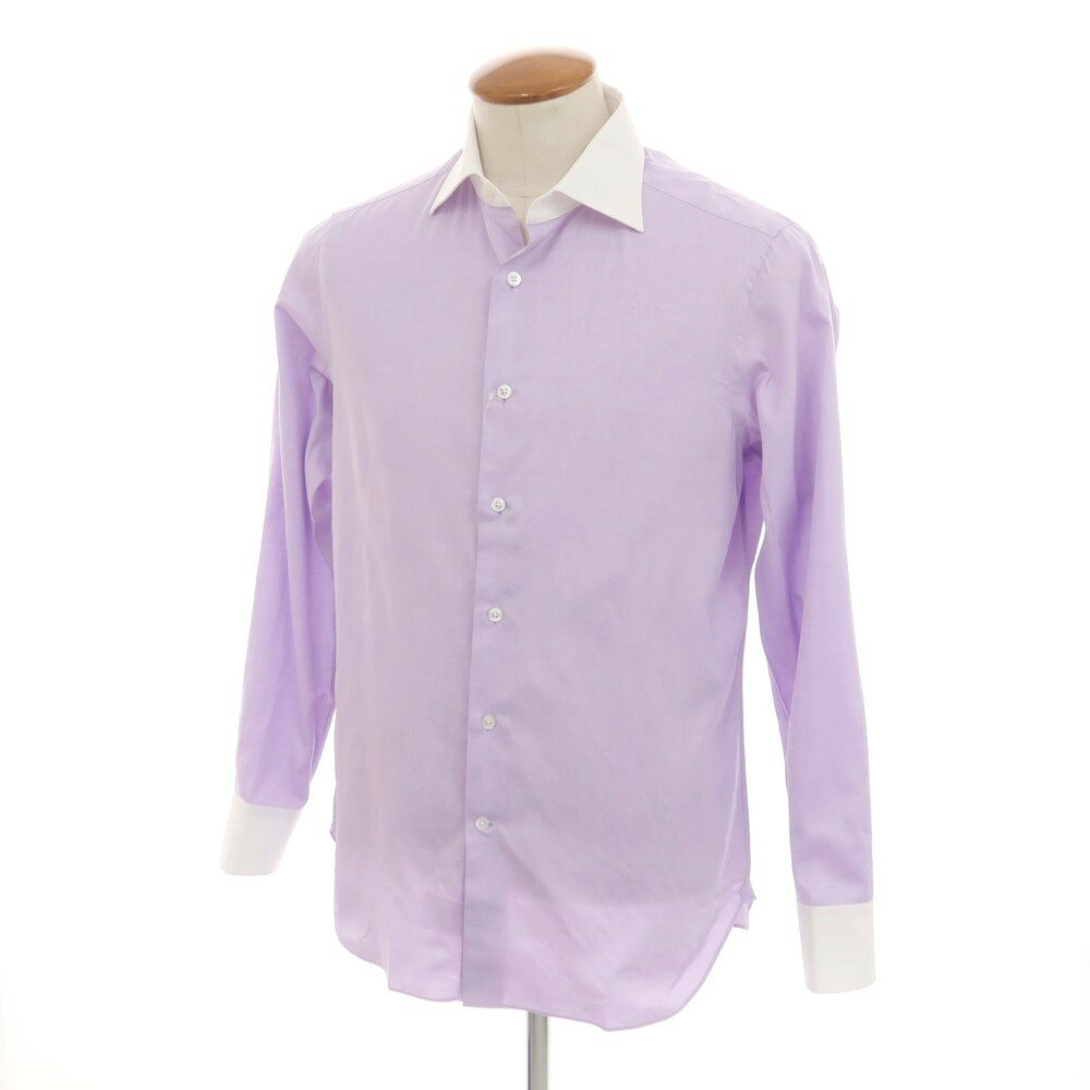 【SALE30%OFF/返品不可】【中古】ビームスエフ BEAMS F コットン セミワイドカラー クレリック ドレスシャツ ラベンダーxホワイト【サイズ40】【PUP】【S/S/A/W】【状態ランクB】【メンズ】【749287】