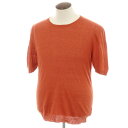 【中古】セッテフィーリ カシミア Settefili Cashmere ハイゲージ リネンコットン クルーネック 半袖 プルオーバーニット テラコッタオレンジ【サイズ52/L】【ORG】【S/S】【状態ランクB】【メンズ】【749286】