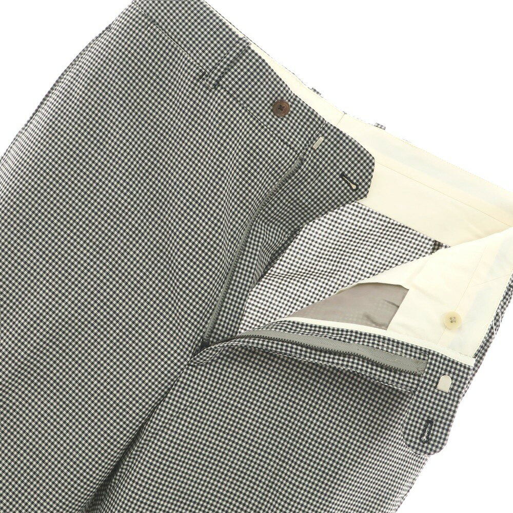 【中古】リパーパス RE-PURPOSE 2025年春夏 ウール ギンガムチェック カジュアルスラックスパンツ ブラックxホワイト【サイズL】【BLK】【S/S】【状態ランクB】【メンズ】【749276】
