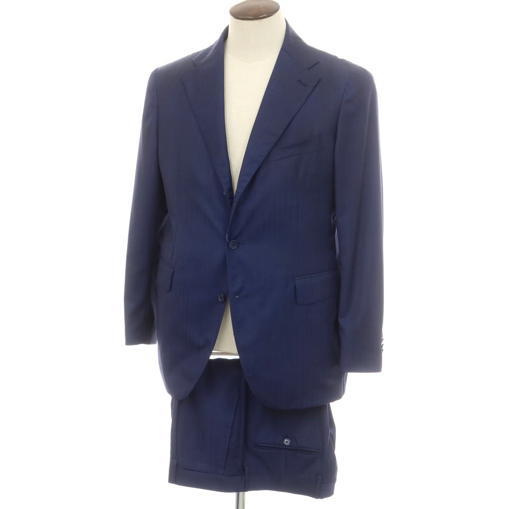 【SALE/返品不可】【中古】タリアトーレ TAGLIATORE ヘリンボーン織ウール 3つボタンスーツ ネイビーブルー【サイズ52】【NVY】【S/S】【状態ランクB】【メンズ】【749275】