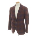【SALE20倍/返品不可】【中古】ブルネロクチネリ Brunello Cucinelli リネンウールシルク チェック テーラードジャケット レッドブラウンxネイビー【サイズ46】【BRW】【S/S】【状態ランクC】【メンズ】【749272】