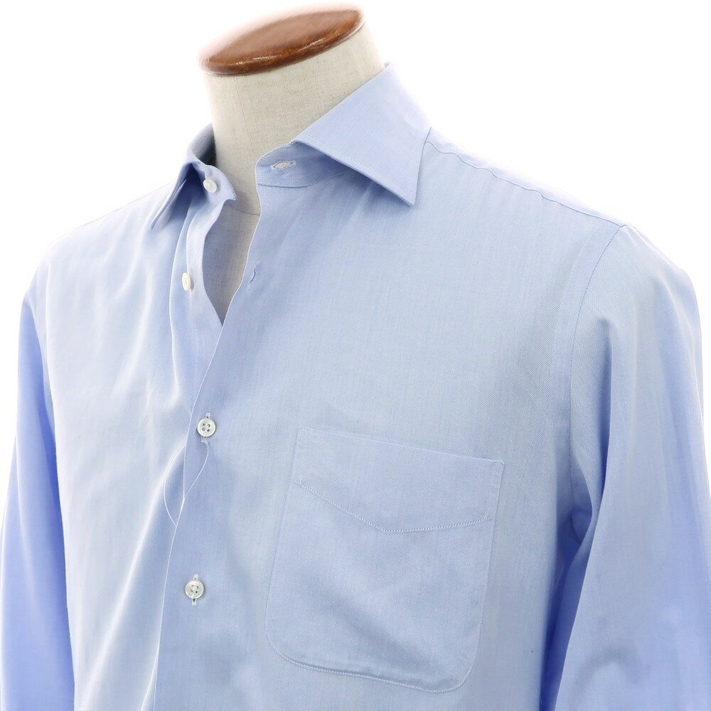 【中古】メイカーズシャツ カマクラ Makers Shirt 鎌倉 コットン セミワイドカラー ドレスシャツ ライトブルー【サイズ表記なし（M位）】【BLU】【S/S/A/W】【状態ランクC】【メンズ】【749268】