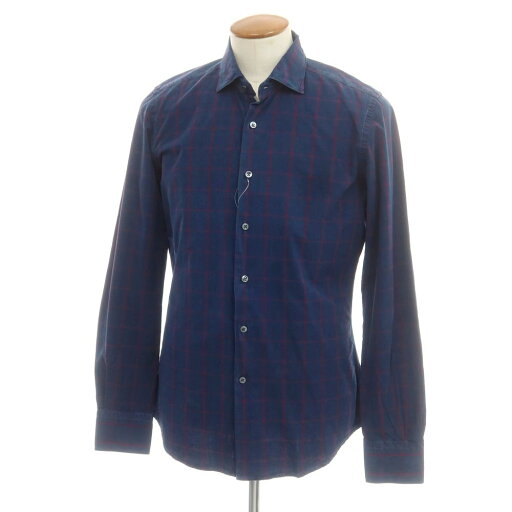【SALE/返品不可】【中古】グランシャツ Glanshirt コットン チェック セミワイドカラー カジュアルシャツ ネイビー【サイズ40】【S/S/A/W】【状態ランクA】【メンズ】 【SALE/返品不可】【中古】グランシャツ Glanshirt コットン チェック セミワイドカラー カジュアルシャツ ネイビー【サイズ40】【S/S/A/W】【状態ランクA】【メンズ】