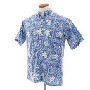 【中古】レインスプーナー reyn spooner コットン系 ボタンダウン プルオーバー 半袖シャツ ブルーxホワイト【サイズ表記なし(M位)】【S/S】【状態ランクC】【メンズ】