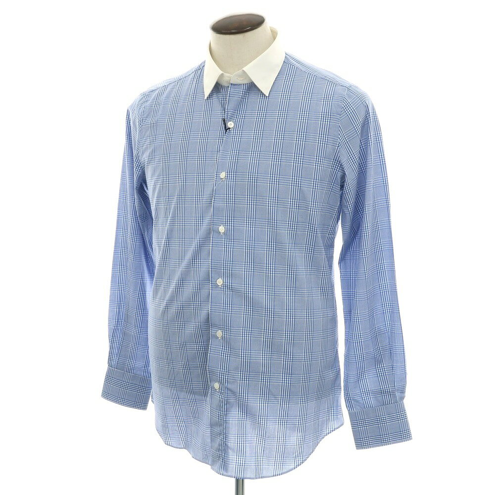 【SALE10%OFF/返品不可】【中古】フィナモレ Finamore コットン チェック レギュラーカラー ドレスシャ..