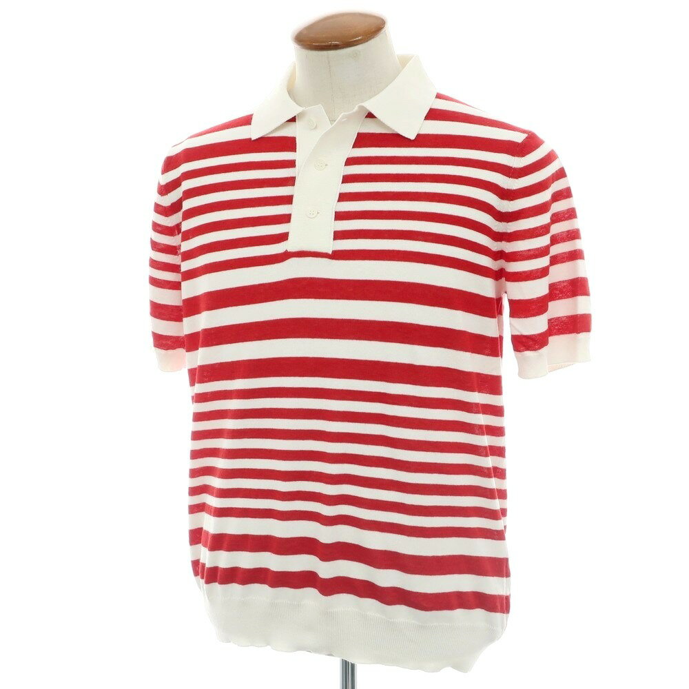 【SALE10%OFF/返品不可】【新品】ザノーネ ZANONE ハイゲージ コットンリネン ボーダー 半袖 ポロニッ..