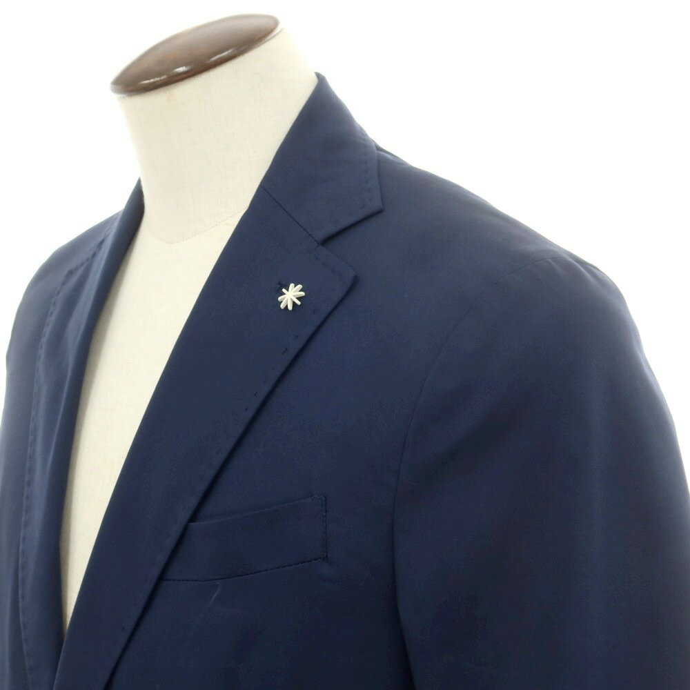 【中古】マニュエル リッツ MANUEL RITZ ストレッチコットンナイロン 2つボタンスーツ ネイビー系【サイズ52】【S/S】【状態ランクB】【メンズ】