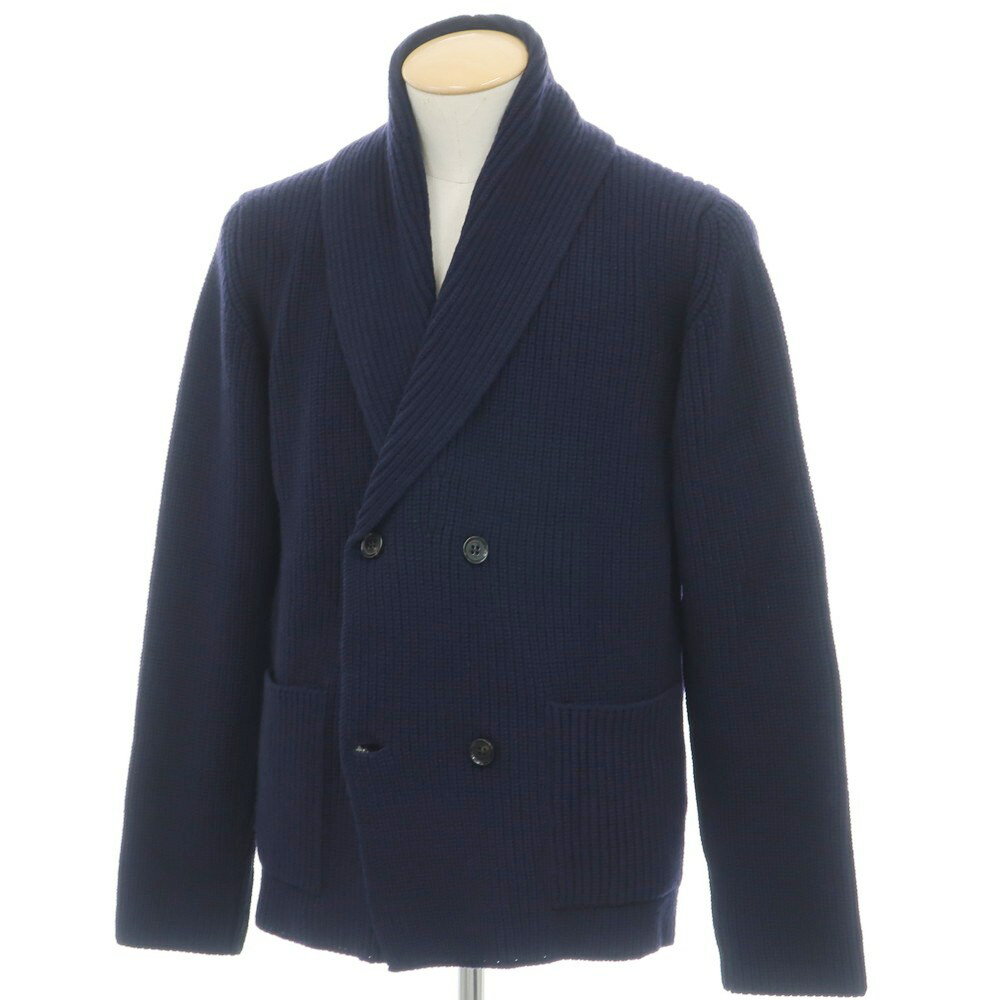 【新品】ドルモア DRUMOHR ラムズウール ショールカラー リブニット カーディガン ネイビー【サイズ44】【A/W】【状態ランクN】【メンズ】
