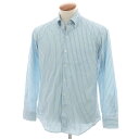 【中古】アレグリ Allegri コットン ストライプ スナップダウン ドレスシャツ ミントxホワイト【サイズ46】【S/S/A/W】【状態ランクB】【メンズ】