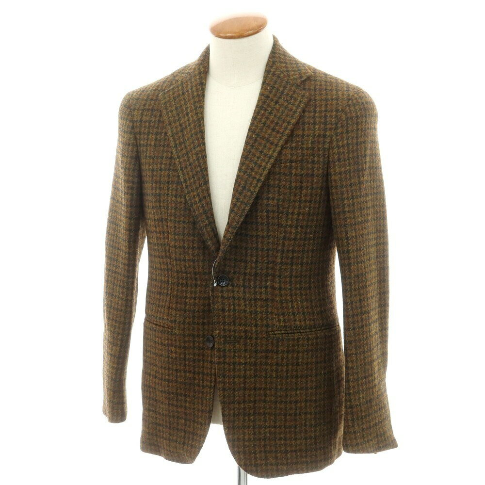 【SALE15倍/返品不可】【新品】ジャン フランコ ボメザドリ Gian Franco Bommezzadri ツイードウール チェック テーラードジャケット オリーブxブラウン系【サイズ46 Drop6】【A/W】【状態ランクN】【メンズ】
