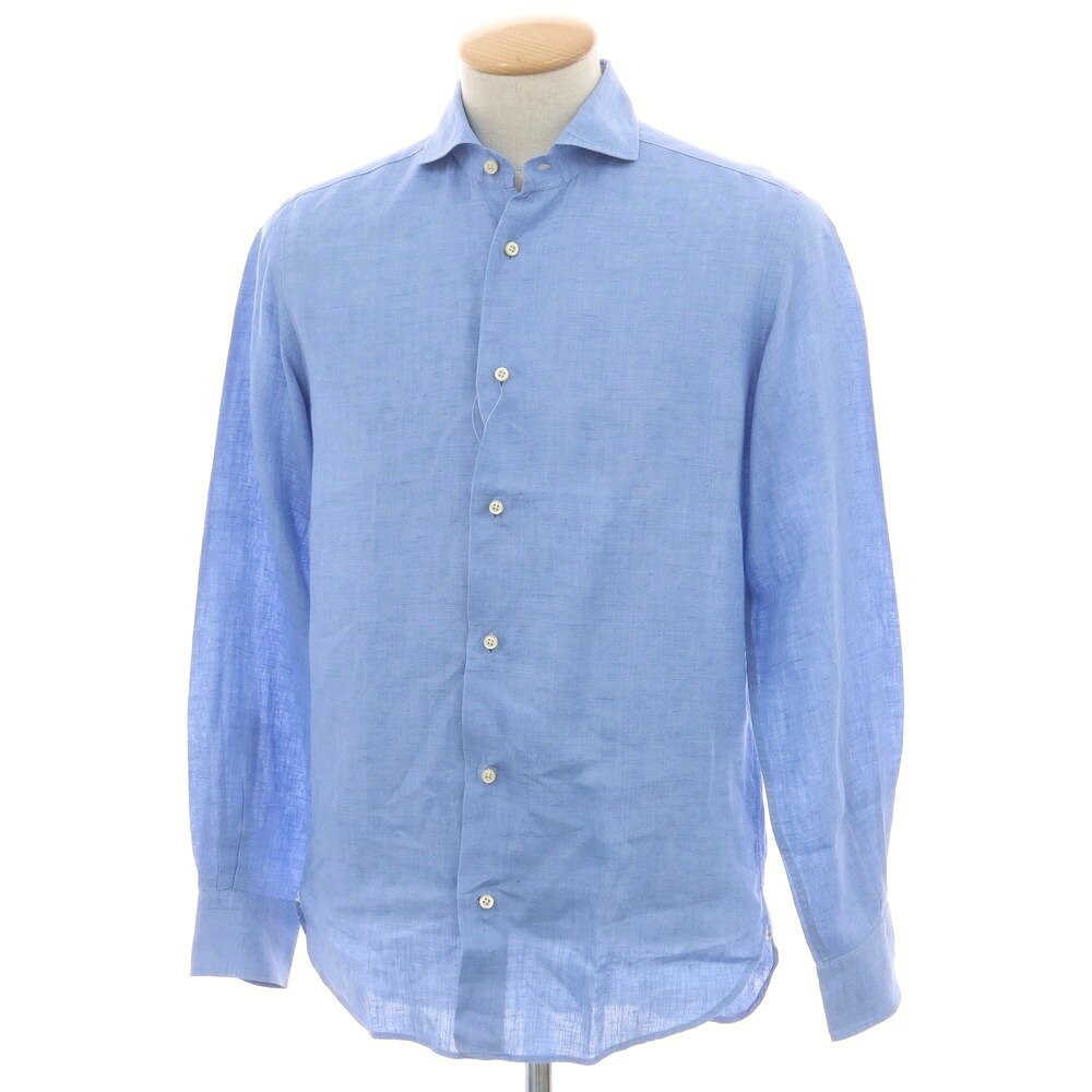 【SALE30%OFF/返品不可】【中古】ダノリス DANOLIS BEAMS F別注 リネン ホリゾンタルカラー カジュアルシャツ ブルー【サイズS】【S/S】【状態ランクB】【メンズ】