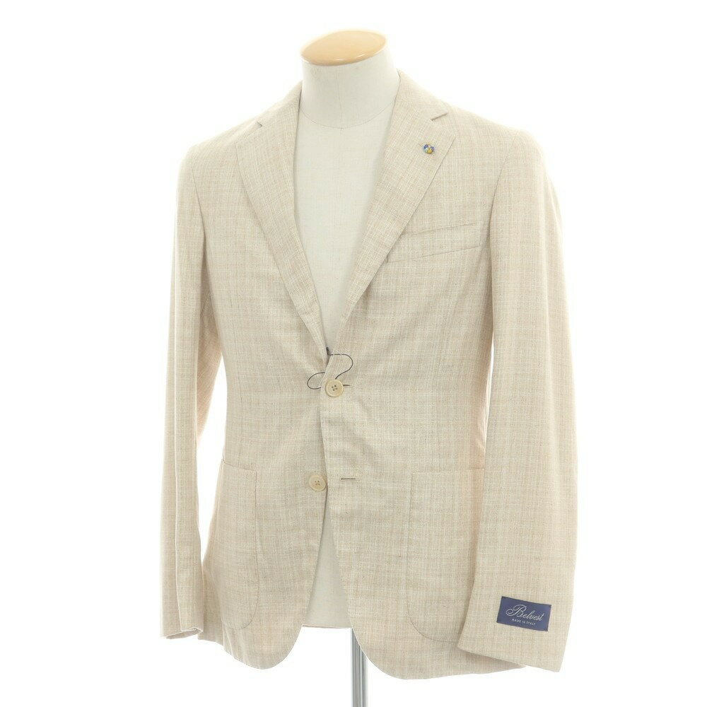 【SALE10%OFF/返品不可】【中古】【未使用】ベルベスト Belvest BEAMS F別注 シルク テーラードジャケット ベージュ【サイズ42 Drop8】【S/S】【状態ランクS】【メンズ】