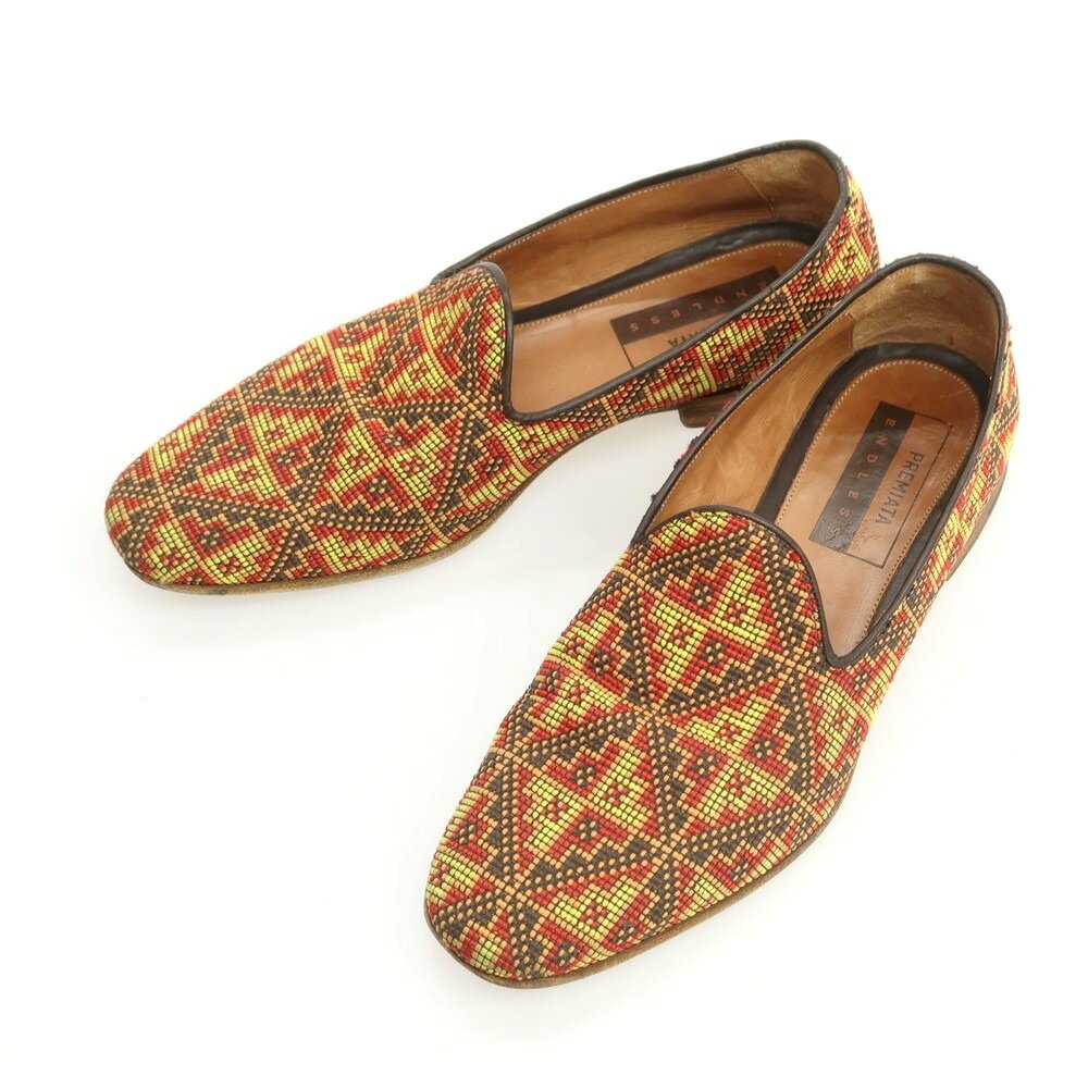 【中古】プレミアータ PREMIATA ローファー ブラウンxレッド系【サイズ7】【S/S】【状態ランクC】【メンズ】