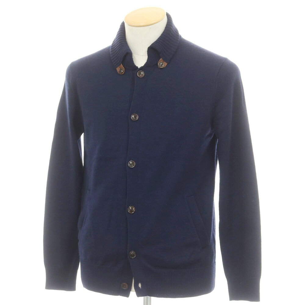 【SALE50%OFF/返品不可】【中古】ビームス BEAMS ウール 襟付き カーディガン ネイビー【サイズS】【A/W】【状態ランクC】【メンズ】
