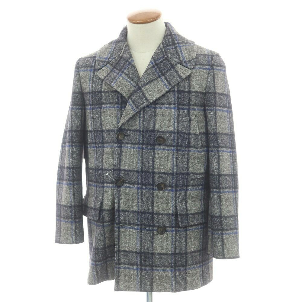 【中古】チルコロ1901 CIRCOLO 1901 コットン ジャージー チェック 中綿入り ピーコート グレーxネイビー【サイズ46】【A/W】【状態ランクA】【メンズ】