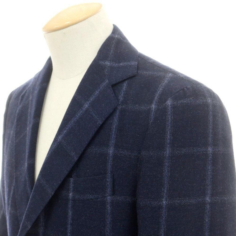 【中古】デペトリロ DE PETRILLO ウール チェック 3つボタンスーツ ネイビー【サイズ44】【A/W】【状態ランクA】【メンズ】