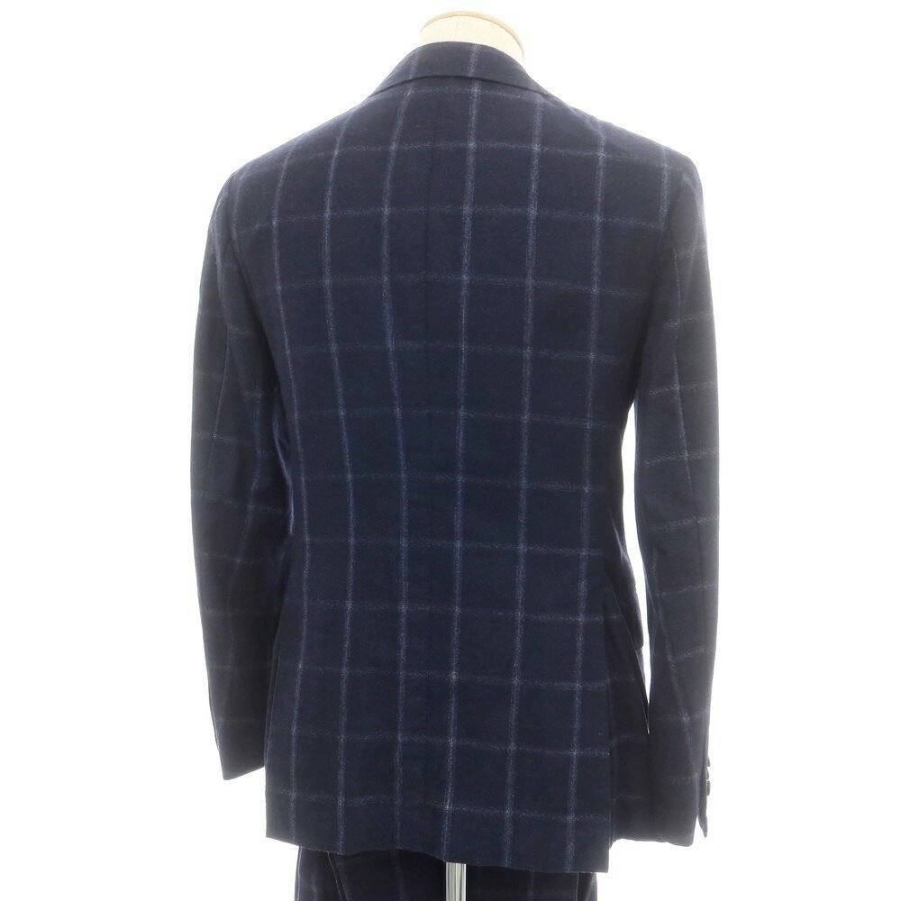 【中古】デペトリロ DE PETRILLO ウール チェック 3つボタンスーツ ネイビー【サイズ44】【A/W】【状態ランクA】【メンズ】