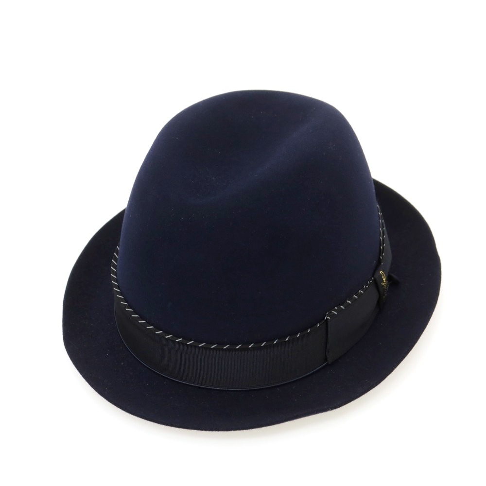 【SALE10%OFF/返品不可】【中古】ボルサリーノ Borsalino ビーバー 中折れハット ネイビー【サイズ60】【S/S/A/W】【状態ランクA】【メンズ】